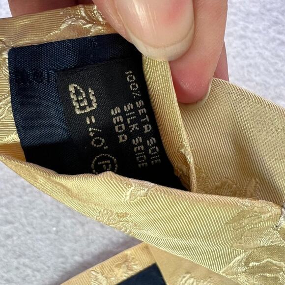 Ermenegildo Zegna Silk Tie Men’s Designer Gold Floral Pattern - Picture 5 of 10